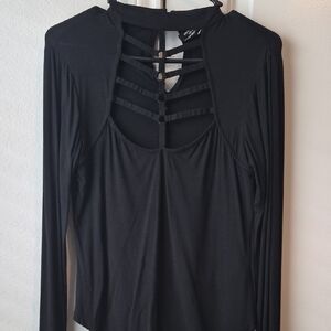 Killstar Black Strappy Long Sleeve Top